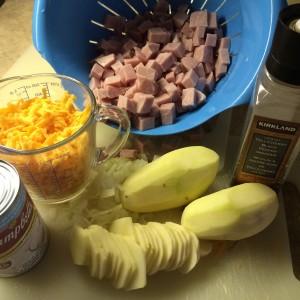 Ham and Scalloped Potato Ingredients